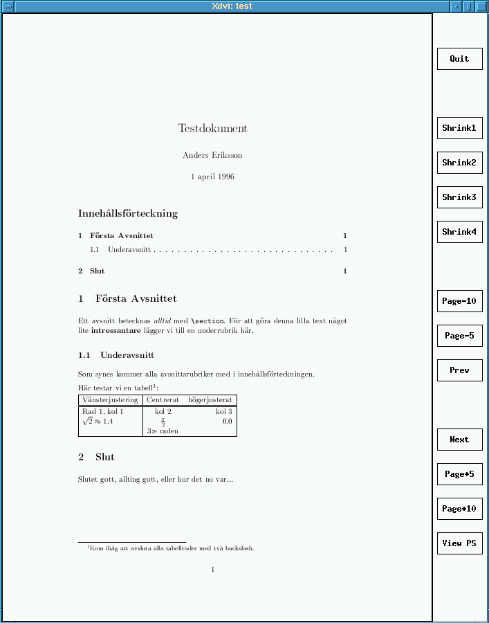 Bild p xdvi med testdokumentet